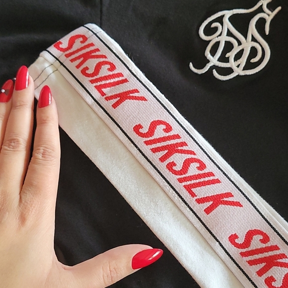SikSilk black classic tape logo leggings - Picture 2 of 4